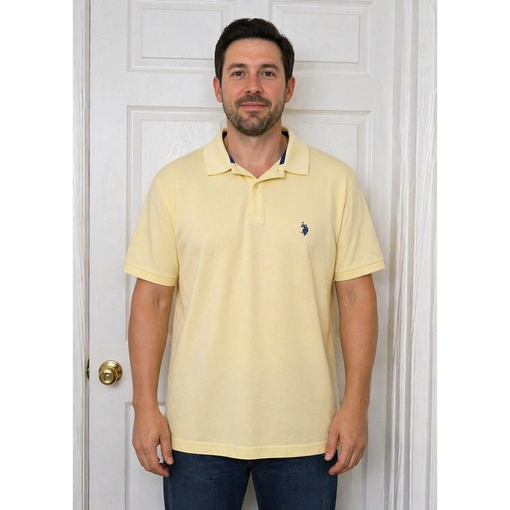 Men's Polo 2XL U.S. Polo Ultimate Pique Yellow Mens Collar Shirt Pony